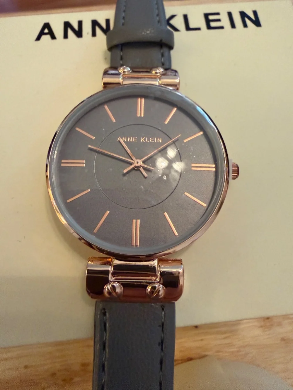 Anne Klein ladies leather watch Grey / Rose Gold